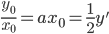 \frac{y_{0}}{x_{0}}=ax_{0}=\frac{1}{2}y'