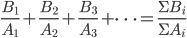 \frac{B_{1}}{A_{1}}+\frac{B_{2}}{A_{2}}+\frac{B_{3}}{A_{3}}+\cdots=\frac{\Sigma{B_{i}}}{\Sigma{A_{i}}}