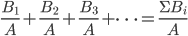 \frac{B_{1}}{A}+\frac{B_{2}}{A}+\frac{B_{3}}{A}+\cdots=\frac{\Sigma{B_{i}}}{A}